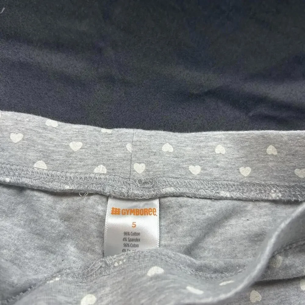 Gymboree Girls Grey Yoga Pants Size 5Y White Hearts Stretch Leggings‎